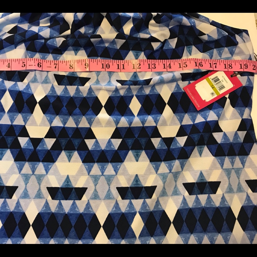 VINCE CAMUTO - HALTER SHIFT DRESS  BLUE MULTI  - SIZE 14 NWT - Picture 12 of 15